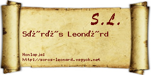 Sörös Leonárd névjegykártya